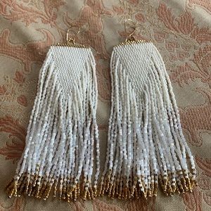 Most gorgeous beaded earrings //two different white beads & gold finish